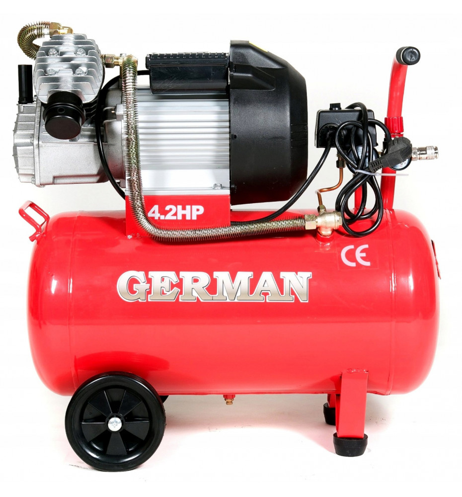 NĚMECKÝ 50L 8BAR 430L/MIN 4hp dvoupístový kompresor